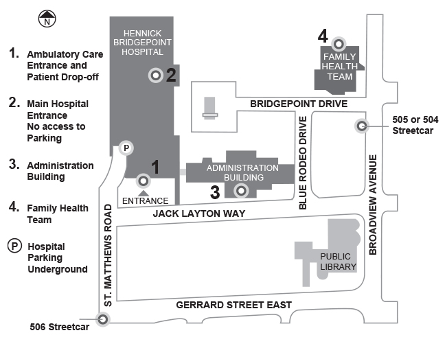 Map of hospital and surrounding area