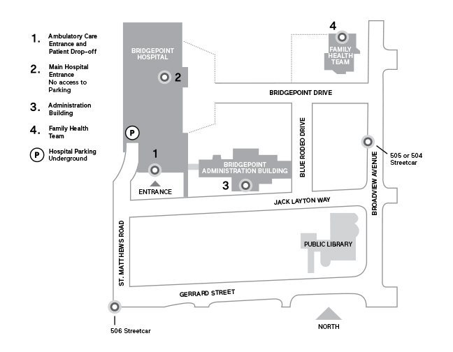 Map of hospital and surrounding area
